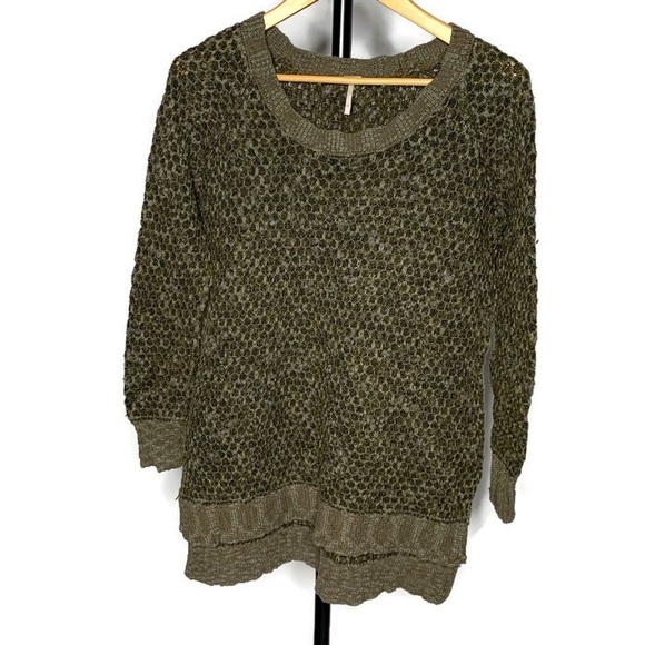 Free People Sweaters - Free People Knit Green Scoop Neck Sweater Shirt